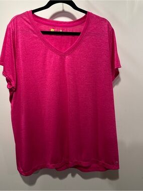 Xersion Women's Hot Pink V-Neck Short Sleeve Tee 2X